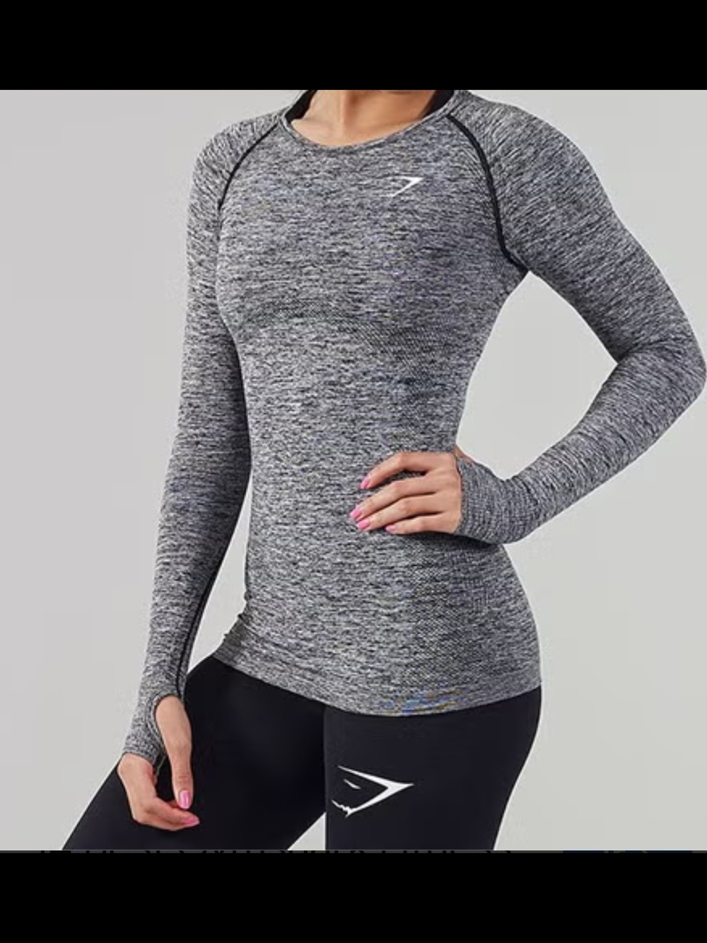 Gymshark Women's Grey Seamless Long-Sleeve Performance Top